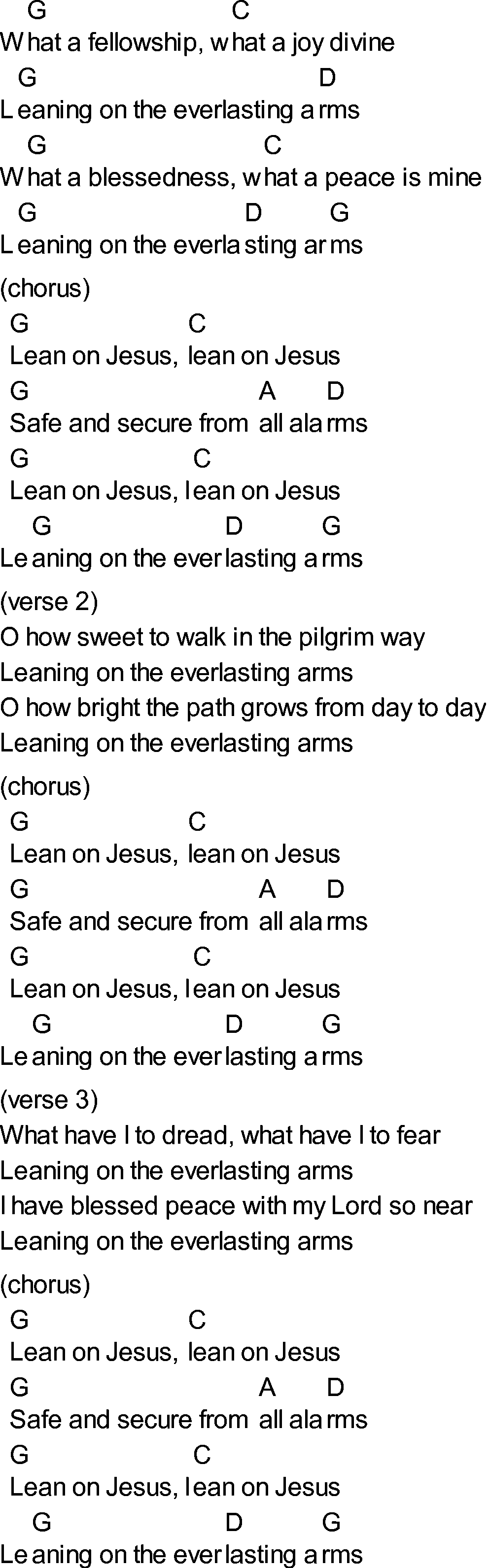 Bluegrass songs with chords - Leaning On The Everlasting Arms